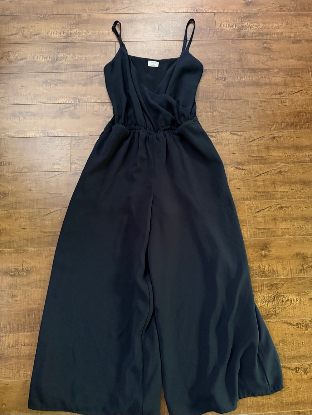 Wilfred Black Wide-Leg Jumpsuit with Spaghetti Straps